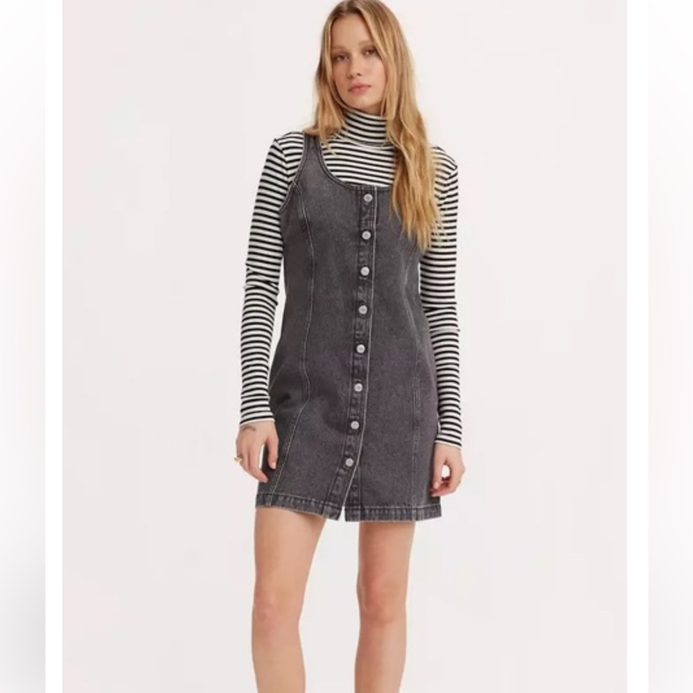 Levi’s black denim button front tank dress black/gray
